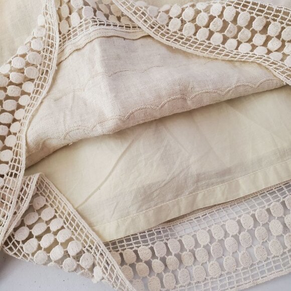 LOFT‎ 0 Beige Linen Skirt Side zip Boho Lace trim Cottagecore Lined - Picture 10 of 11